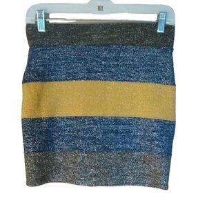 Debut Skirt Womens Large Multicolor Striped Colorblock Sparkly Knit Mini